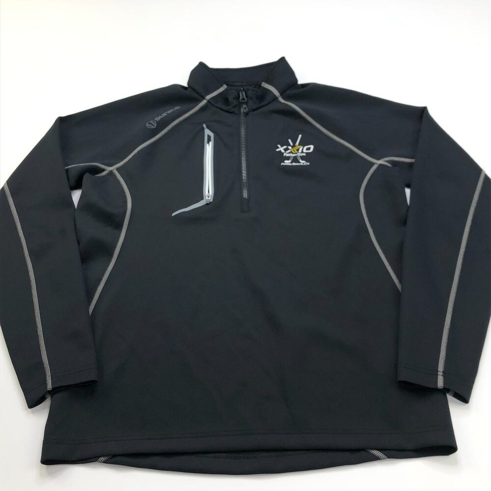 Sunice Medium Black LOGO Golf 1/4 Quarter Zip Mock Neck Pullover Long Sleeve